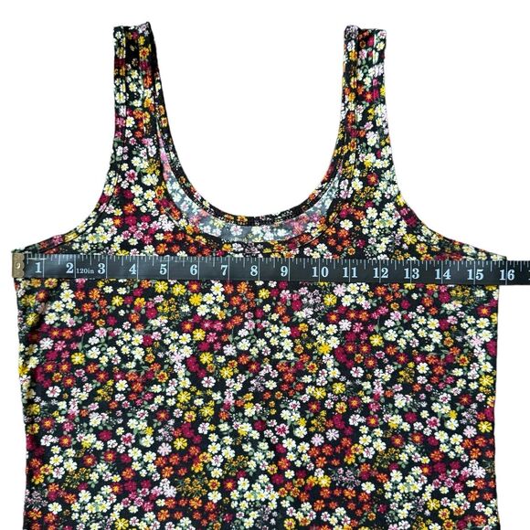 No Boundaries Tank Top Womens M Floral 7/9 Sleeveless Blouse Stretch Flowy Flex - Picture 6 of 10
